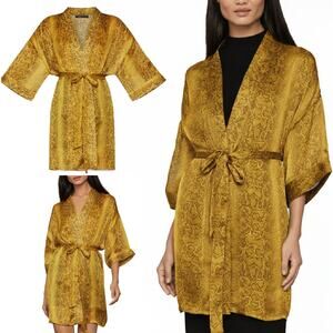 BCBGMazAzria Python Kimono Wrap Jacket XS/S Oversized Yellow